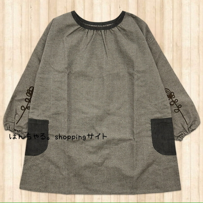 ヘリンボーン袖チェーン刺しゅうチュニックブラウン【40】