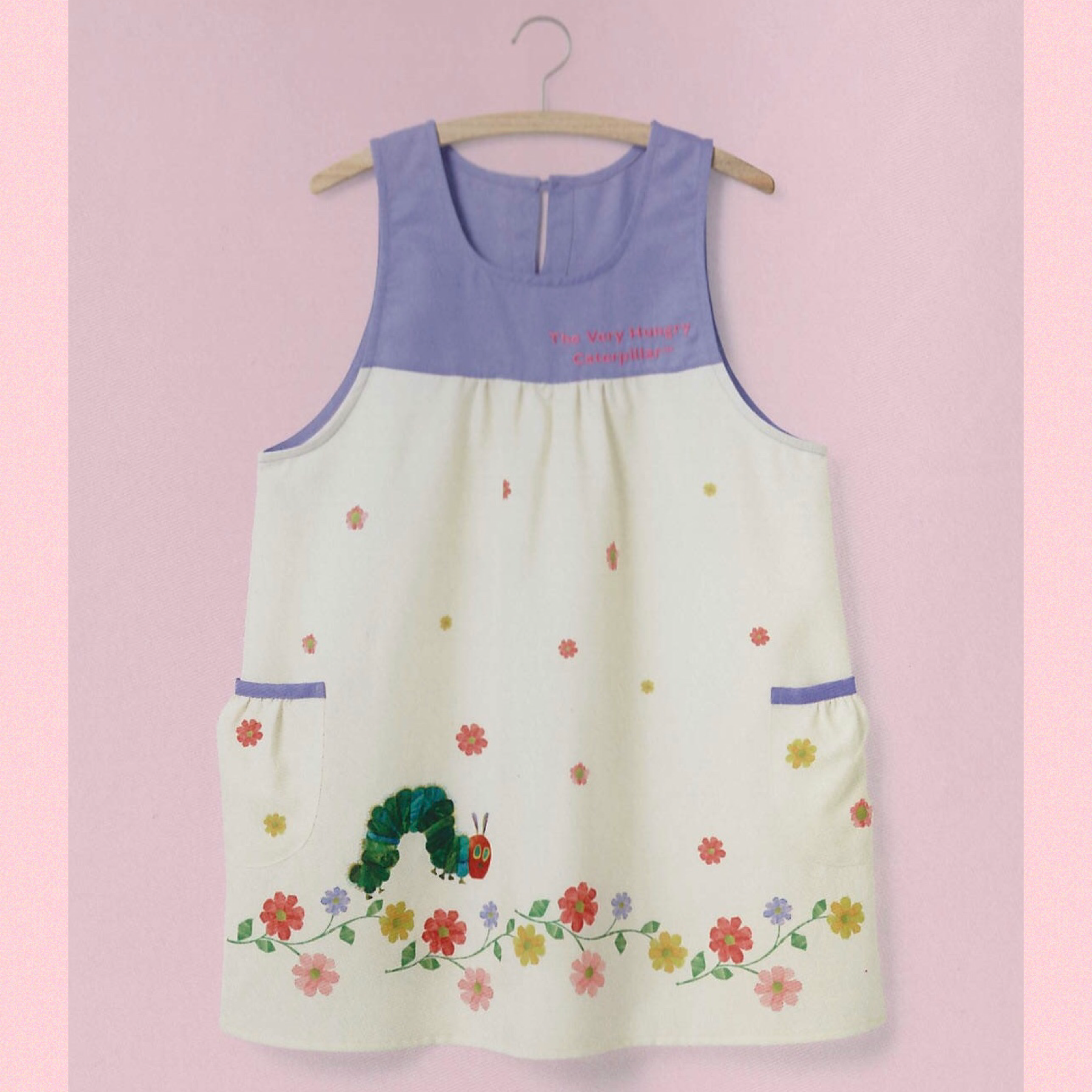 はらぺこあおむし花柄エプロンパープルm L ほんちゃる