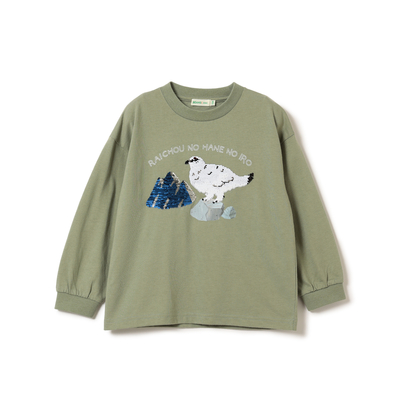 那須どうぶつ王国×BEAMS mini　ロングスリーブTシャツ　ライチョウ