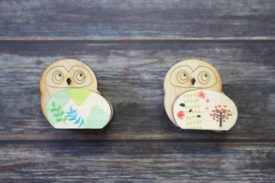 傷病鳥獣木製メモスタンド