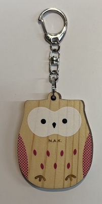 傷病鳥獣木製キーホルダー　ミミズク