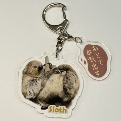 セリフチャーム付き アクリルキーホルダー ナマケモノ