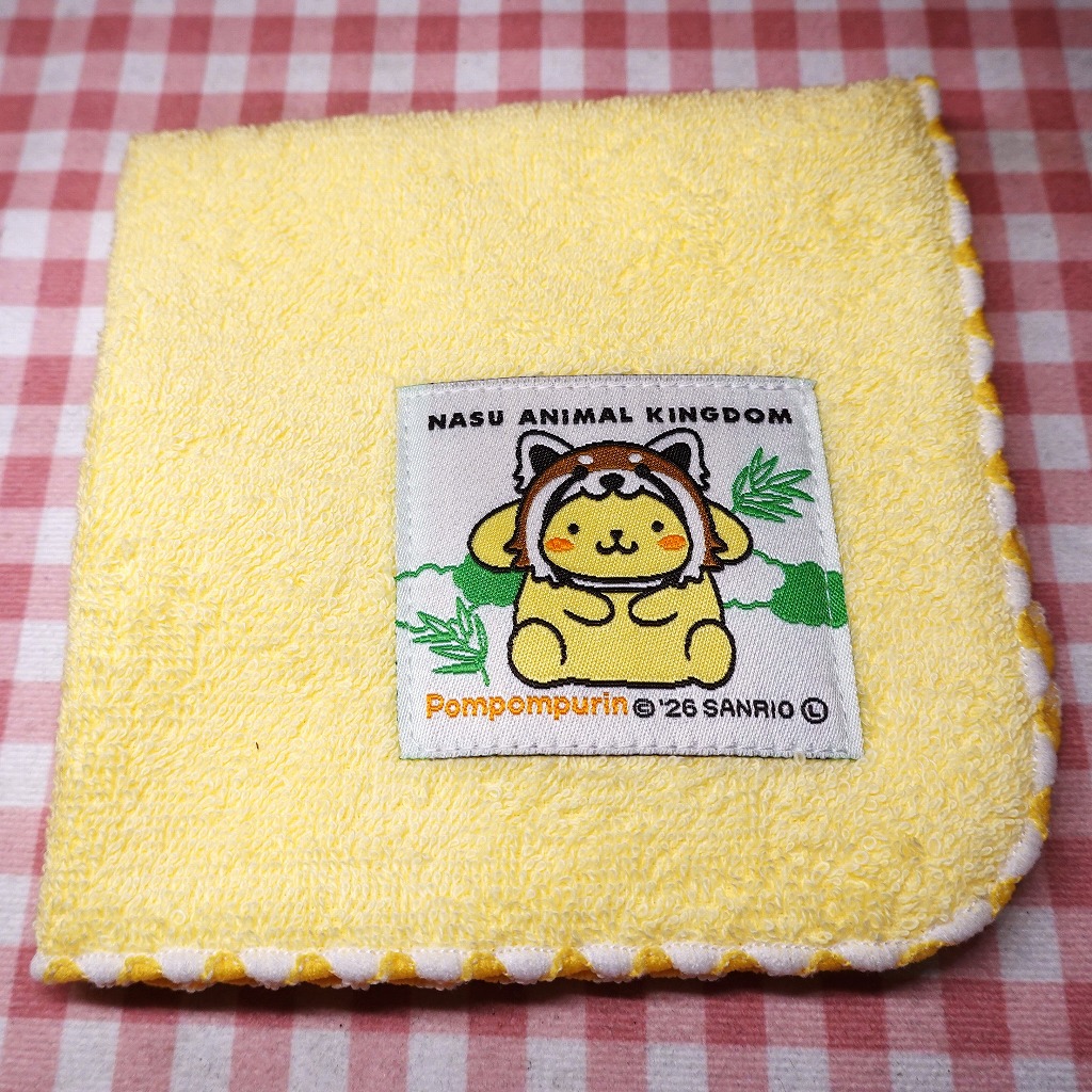 ポムポムプリン × レッサーパンダ ミニタオル【那須どうぶつ王国