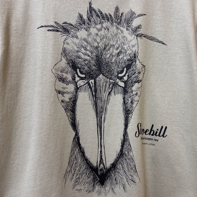 ハシビロコウ線画Tシャツ シルバーグレー S～XL