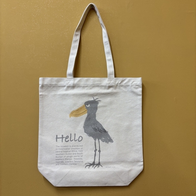 ハシビロコウHELLOトートバッグ 白色