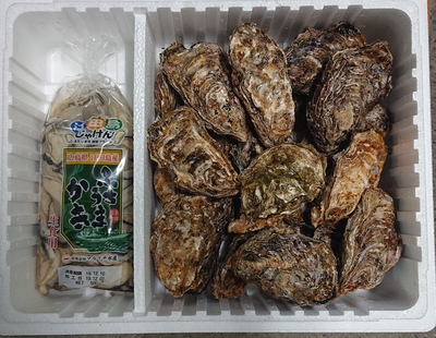 生食用むき身1Kｇ + 殻付き2Kg（約20個）