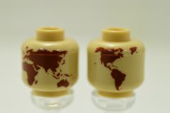 %3626c ミニフィグ・ヘッド[タン](世界地図、両面プリント)