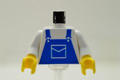 ミニフィグ胴体[白](オーバーオール[青])