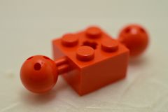 %17114 関節ブロック[赤オレンジ]2x2(テクニックボール2個)