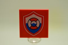 %3068b タイル[赤オレンジ]2x2(コーストガード ロゴ)