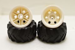 %7616 %56145 43x22トラクタータイヤx2 車輪[白](軸穴)x2 セット