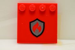 %6179 タイル[赤]4x4(端にポッチ、消防ロゴ)