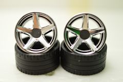 %5810%7834 タイヤ24mmx11mm x2個 車輪[銀](ペグ穴) x2個 セット