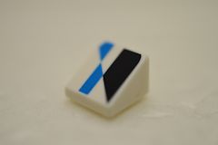 %54200 スロープ33度[白]1x1x2/3(模様[ダークアズール青/黒]、斜面:粒無)