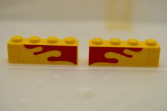 %3010 ブロック[黄色]1x4(波模様[赤]左右セット)