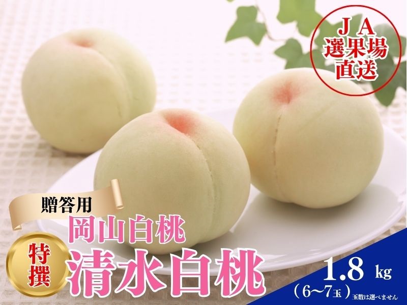 特選】清水白桃 1．8kg（6～7玉）岡山県産 | 晴れの国岡山
