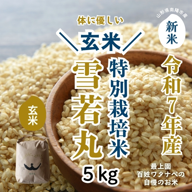 数量限定】最上園／令和7年産 特別栽培米雪若丸 【玄米】5kg | 上杉城