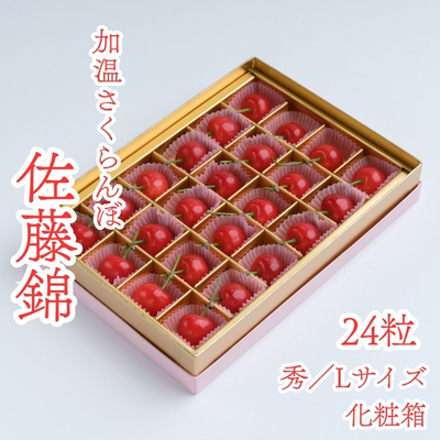 【産地直送】東根産／加温さくらんぼ佐藤錦24粒入り化粧箱(秀／L)