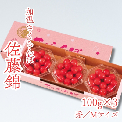 【産地直送】東根産／加温さくらんぼ佐藤錦100g&times;3(秀／M)