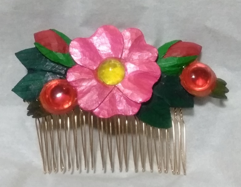 木彫り 季節の髪飾り 夏 はまなす 木彫り工房 はまなす