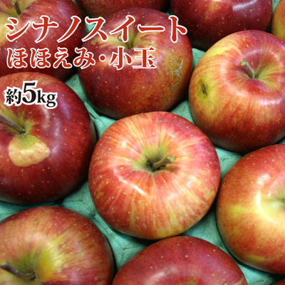 【送料無料】青森県産りんご　シナノスイート　ほほえみ・小玉（訳あり・小さめサイズ）  約5ｋｇ（20-28個入）