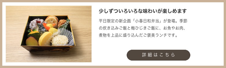 少しずついろいろな味わいが楽しめます 小春日和弁当
