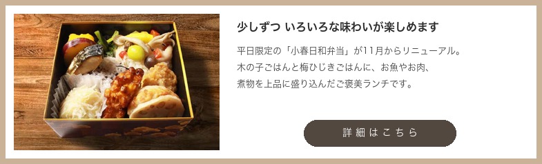 少しずつ いろいろな味わいが楽しめます 小春日和弁当