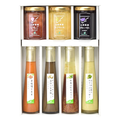 山形県産ジャム３個・YAMAGATAドレッシング４本詰合せ（ＪＤ－０７）