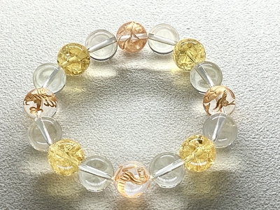 四神獣12㍉ レモンクォーツ&シトリンクラッシュ12㍉ 内径16㌢