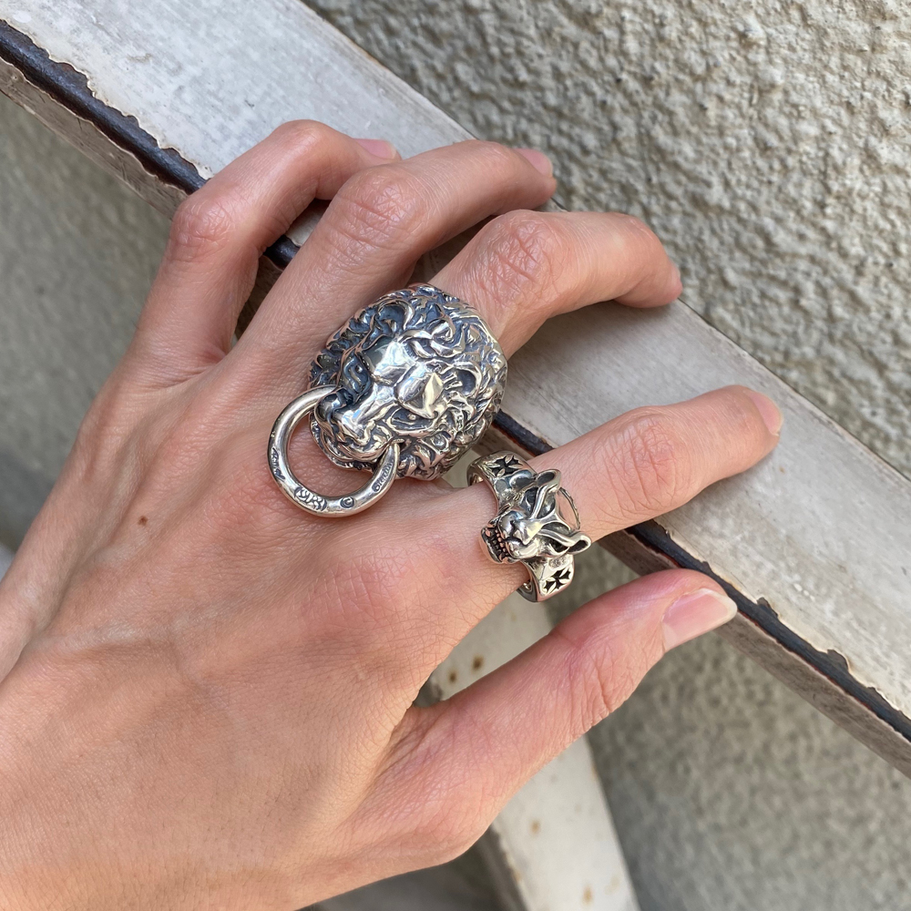 超希少 ビルウォールレザー ラージカスタムライオンリング ゴールド  