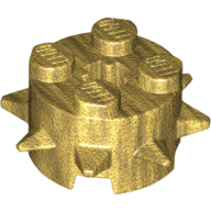 [ 27266 3b#297 ] 2x2x1 スパイク付きラウンド・ブロック トゲトゲ [ 027266 4b# ] ( パール金 Pl-Gold ) 🅧