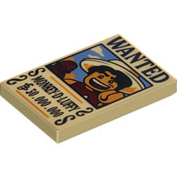 [ 26603pb528 5t#005p ] 2x3 タイル [ WANTED MONKEY-D-LUFFY  €30.000.000 ] ( タン Tan )