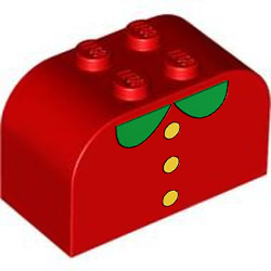 [ 4744px21 7s#021p ] 2x4x2 アーチ・ブロック [ 襟付き三つボタン ] [ 4744 → 4743 ] ( 赤 レッド Red )