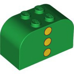 [ 4744px5 7s#028p ] 2x4x2 アーチ・ブロック [ 三つボタン ] [ 4744 → 4743 ] ( 緑 グリーン Green )