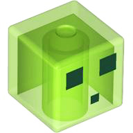 [ 076972 9f#311p ] ミニフィグ・ヘッド [ スライム ] ( 透明黄緑 TransBright Green )