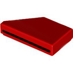 [ 5092pb024 5t#021p ] 1x2 ウエッジ・タイル [ 黒線 右 ] [ 5092 1t# 4t# ⇄ 5091 ] ( 赤 レッド Red )