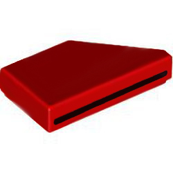 [ 5091pb024 5t#021p ] 1x2 ウエッジ・タイル [ 黒線 左 ] [ 5091 1t# 4t# ⇄ 5092 ] ( 赤 レッド Red )