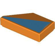 [ 113640 5t#106p ] 1x2 ウエッジ・タイル [ ダーク・アズール三角 右 ] [ 5092pb021 1t# 4t# ⇄ 5091 ] ( 橙 オレンジ Orange )