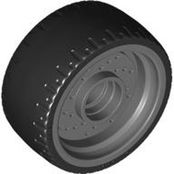 [ 072206 d0v#026x #199x ] タイヤ付きホイール &Oslash;24x12mm [ 一体型 ] ( 黒 ブラック Black x 新濃灰 ダーク・グレー Dark Grey )