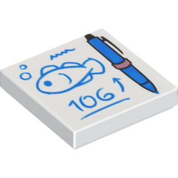 [ 3068pb2815 5t#001p ] 2x2 タイル [ 106&uarr; 魚 フィッシュ ] [ 3068 ] ( 白 ホワイト White )