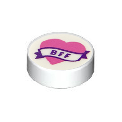 [ 98138pb149 5t#001p ] 1x1 ラウンド・タイル [ ハート BFF ] [ 100797 35381 35380 ] ( 白 ホワイト White )