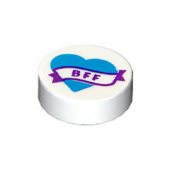 [ 98138pb167 5t#001p ] 1x1 ラウンド・タイル [ ハート BFF ] [ 100797 35381 35380 ] ( 白 ホワイト White )