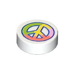 [ 98138pb344 5t#001p ] 1x1 ラウンド・タイル [ ピースマーク ] [ 100797 35381 35380 ] ( 白 ホワイト White )