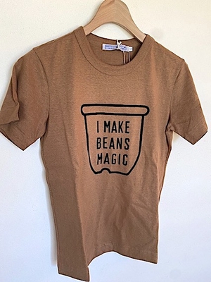 R&D.M.Co-  no.7590  BEANS MAGIC TEE  WHITE BROWN  L size