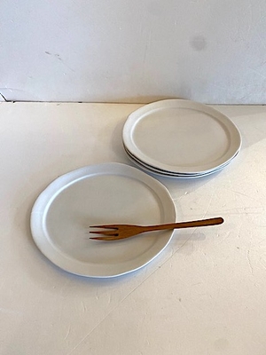 馬場勝文陶工房  白磁　マットリムオーバル皿　 size-3 ２２×２０cm 白