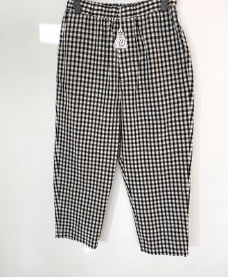 R&D.M.CO-   no.7609  GINGHAM CHECK SARROUEL TAPERED GUM PANTS   BLACK  XS .S  SIZE