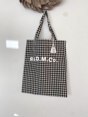 R&D.M.Co-  no.7618  GINGHAM CHECK TOTE BAG   black
