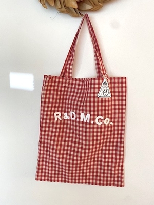 R&D.M.Co-  no.7618  GINGHAM CHECK TOTE BAG   Red