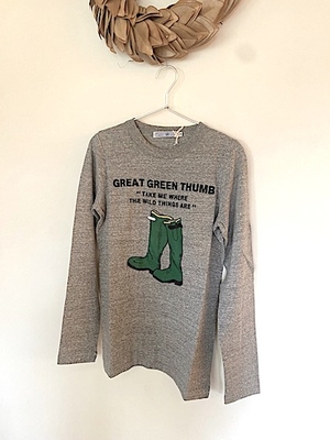 R&D.M.Co-  no.7655  GREEN BOOT  L/T SHIRT   Gray  M size