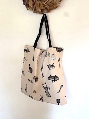 R&D.M.Co-  no.7644  GREAT GREEN THUMB TOTE BAG  Natural+black